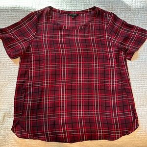 Banana Republic Burgundy Plaid Blouse Size XL